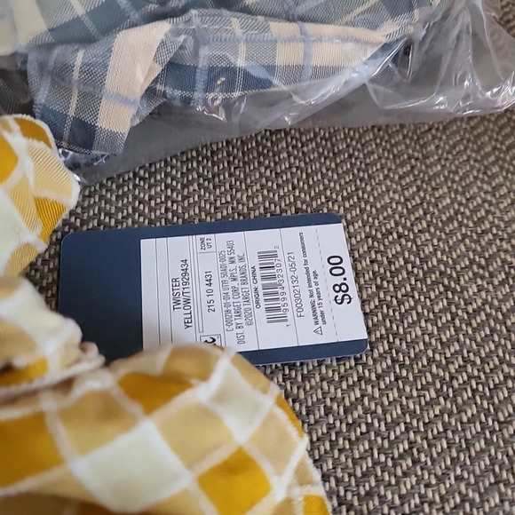 NWT 5 Piece Hair Scrunchies Twister Universal Thread Plaid Yellow Blue - Picture 3 of 6